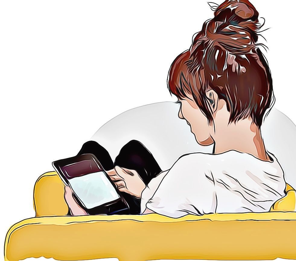 mujer sillon tablet